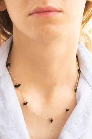 Sertifikalı Gerçek Obsidyen Taşlı Doğal Taş Kolye Bileklik Seti Çok Renkli