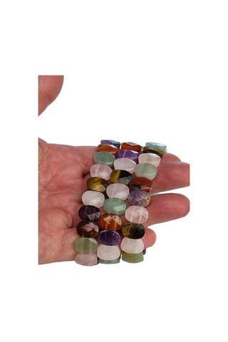 Karışık Taşlı Elastik Bileklik Ametist Akik Aventurin Pembe Kuvars Kaplangözü 452-2 Çok Renkli