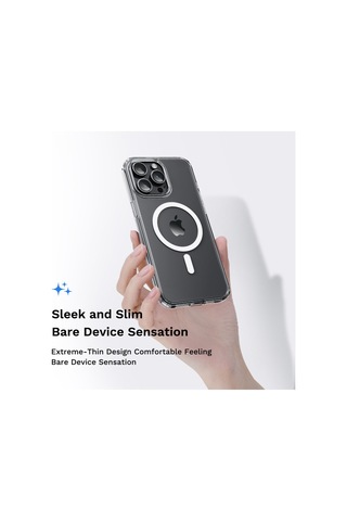 Rock Space İphone Uyumlu 15 Pro Kılıf Magsafe Şeffaf Şeffaf