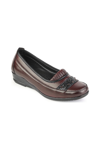 Ern Shoes Kadın Tam Ortopedik İçi Hakiki Deri Günlük Klasik Anne Ayakkabı Bordo