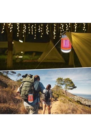 Askılı Solar Enerji İle Şarj Olabilen Sinek Öldürücü Kamp Feneri Işıldak Çok Renkli