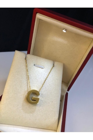 Vog Kişiye Özel Üç Boyutlu Çelik G Harf Sarı Renkdeniz Ve Havuz Suyuna Dayanıklı Paslanmaz Kolye Sarı
