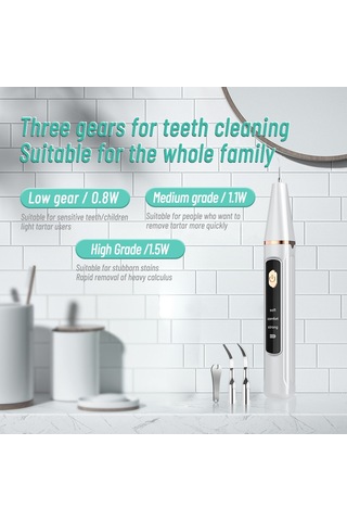 Moveevo Ev İçin Akıllı Ultrasonik Diş Temizleyici, Üç Seviye Ayar, Taş Aşınması Temizleyici, 37khz Frekans, 450mah Pil Temel Versiyon Beyaz