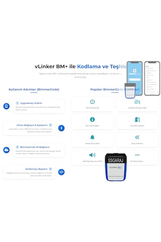 Vlinker Bm+ Bmw İçin Özel Arıza Tespit Ve Gizli Özellik Açma Ciha