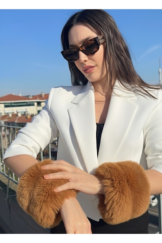 Mollycrush Kadın Camel Kürk Kol Manşeti Kışlık Trend Aksesuar Camel