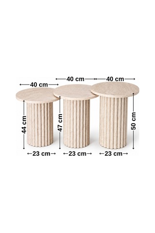 Soyasis Livia Bohem 3'lü Zigon Sehpa 40 Cm - Traverten-traverten