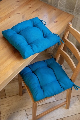 Slavıca Sandalyeye Takılan Bağcıklı Kare Yastık 40x40cm 363124948 Turkuaz