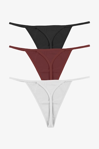 Kadın Pamuklu Basic Tanga Külot 3'lü Paket Kk20501 Siyah - Ekru