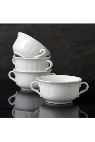 Güral Porselen Venedik 4 Parça Kulplu Çorba Kasesi 12 CM