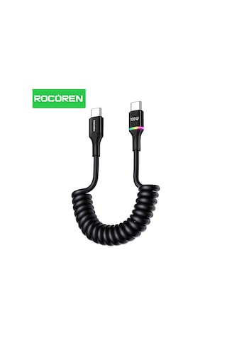 Rocoren 100w 5a E-marker Çipli Spiral Type-c To Type-c Hızlı Şarj Ve Data Kablosu 1.6 Metre