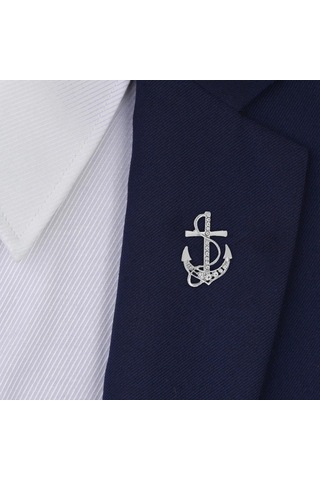 Homyl Çapa Broş Lüks Nefis Erkek Tören Aksesuarları Eşarp Dans Gümüş