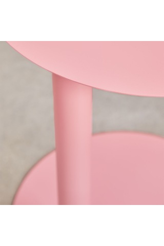Paledin Design Magna Yan Sehpa Modern Yuvarlak Çelik Koltuk Yanı Sehpası Granit Grisi 40x40x50 Cm Pembe