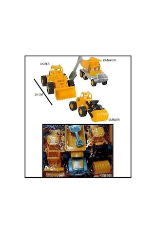 Işmakinası Seti 3'lü Dozer Kamyon Silindir Asfalt Kürekli Kum Kamyon Excavator 25cm