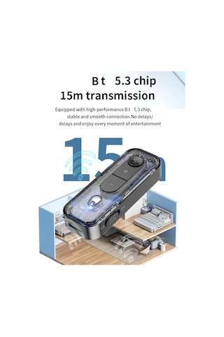 Yifomall Bt5.3 Araç Bluetooth Alıcı-verici 2合1, Aux Ses Kod Çözücü, Usb, Gürültü Azaltma Konuşma-navigasyon, Siyah Dahili Litiyum Pil