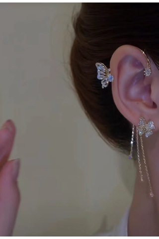 Wezone Kadınlar İçin Zırhlı Kelebek Desenli Taşlı Tassel Kuyruk Sertsivis, Gümüşsüz, Moda Aksesuar, Kolay Takılabilir, Her Zaman Şıklık Sağlar Diğer