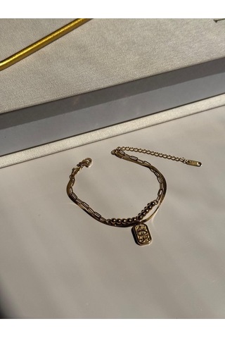 Göz Figürlü Modern Çoklu Zincir Bileklik Altın