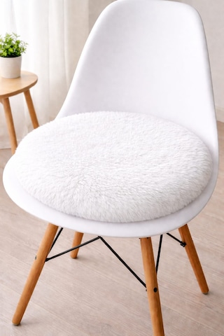 2 Adet Yuvarlak Sandalye Minderi 40cm Beyaz