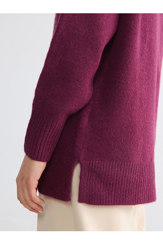 Lcw Modest Bordo Bisiklet Yaka Oversize Kadın Triko Tunik
