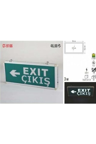 CATA CT-9166 SAĞ+SOL EXİT ÇIKIŞ LEVHASI ŞARJLI LEDLİ