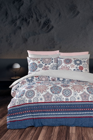 Lastikli Çarşaflı Tek Kişilik Nevresim Takımı Star Lacivert-gri