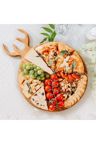 Morponi Dekoratif Geyik Figürlü Kesme Tahtası Oval - Peynir Tahtası - Dekoratif Sunumluk 36 Cm X 26 Cm Bambu