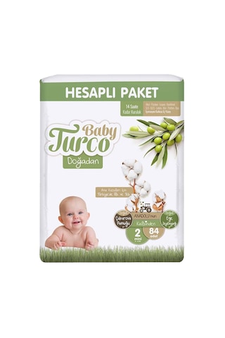 Baby Turco Doğadan Bebek Bezi 2 Numara Mini Hesaplı Paket 84 Adet