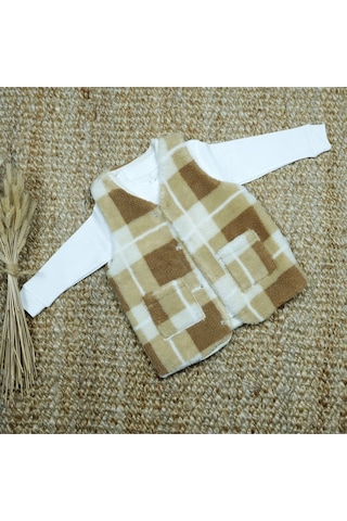 Flexi Polar Ekose Bebek Yelek Kahverengi