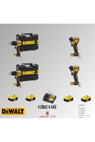 Dewalt DCD805NT + DCD805NT + DCF850N + DCF850N 4 Adet 5 Amper Akü + Şarj Aleti Set