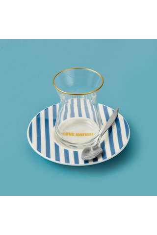 Evidea Kitchen Love Nature Çay Tabağı - Mavi - 13 Cm Mavi