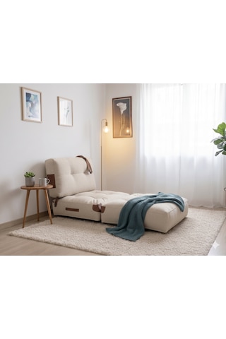 Viscolog Comfy Yeni Nesil Bohem Tekli Koltuk,yataklı Katlanır Berjer,yer Yatağı, Modüler Yapı 75x75cm 85cm Krem