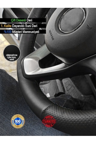Hyundai İ30 Siyah Delikli Düz İçin Uyumlu Özel Süper Deri Direksiyon Kılıfı
