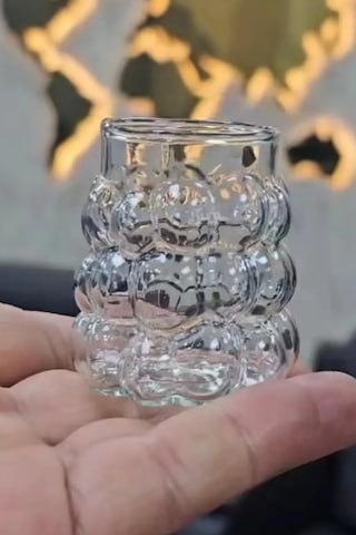 Tilbe Home 6'lı Mini Boncuk Şekilli Bardak Kahve Sunum Bardağı Isıya Dayanıklı Üzüm Bardak 90 Ml. Şeffaf