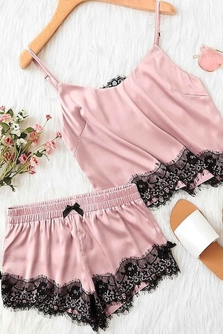 Merry See Dantel Işlemeli Saten Sortlu Gecelik Takım (405171404)