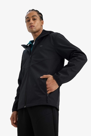Defacto Defactofit Su İtici Regular Fit Kapüşonlu Fermuarlı Softshell Yağmurluk A2122ax25aubk81 Siyah