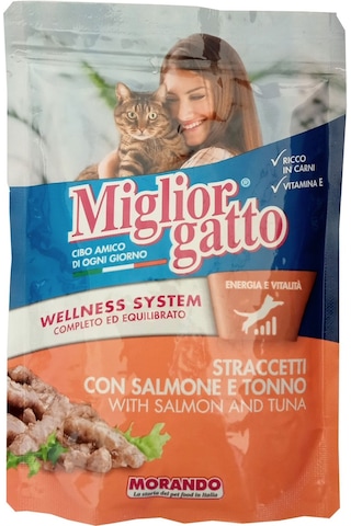 Miglior Gatto Somon ve Tuna Balıklı Yetişkin Kedi Maması 24 x 100 G Miglior Gatto Somon ve Tuna Balıklı Yetişkin Kedi Maması 24 x 100 G