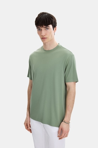 Backandbond Adayaçayı Regular Fit Örme Bisiklet Yaka Tişört Mint Yeşili