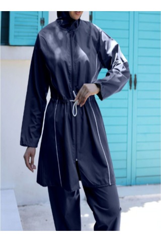 Paraşüt Kumaş Tesettür Mayosu Lacivert