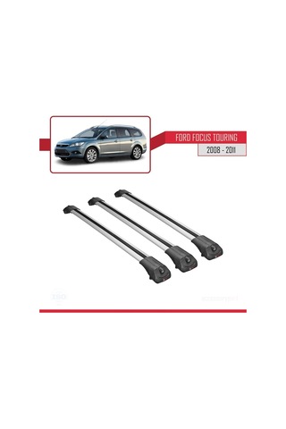 Ford Focus Tourıng 2008-2011 Arası İle Uyumlu Ace-1 Ara Atkı Tavan Barı Gri 3 Adet Bar