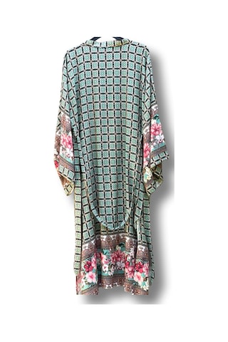 Lila Mare Geometrik Çiçekli Kimono Renkli Renkli