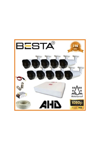 2 1080p 10 Dış Mekan Kameralı Ahd Güvenlik Seti