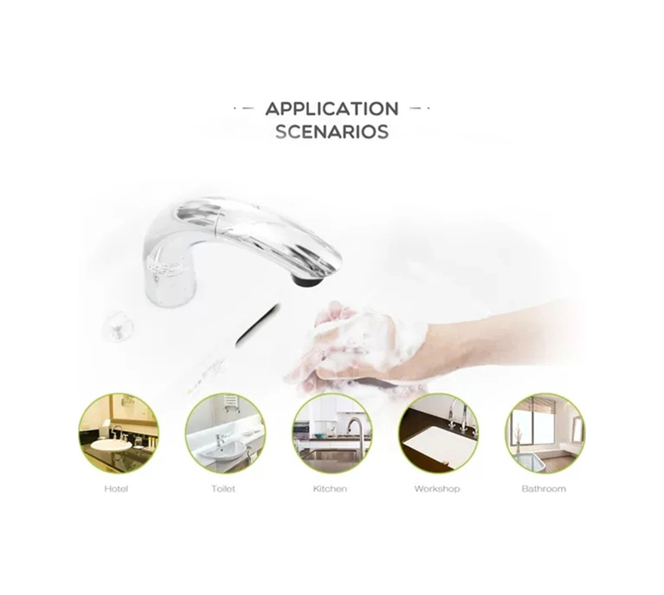 Hombey Otomatik Algılama Sabun Dağıtıcı 400ml - Banyo/ Mutfak Kullanıma Uygun, Pil Dahil Değil, Abs Malzeme Beyaz - Siyah