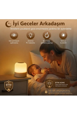 3 Renkli Şarjlı Gece Lambası Kumandalı Kablosuz Masa Lambası Çok Renkli
