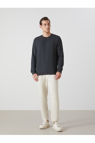 Lcwaıkıkı Classic Antrasit Bisiklet Yaka Uzun Kollu Erkek Sweatshirt