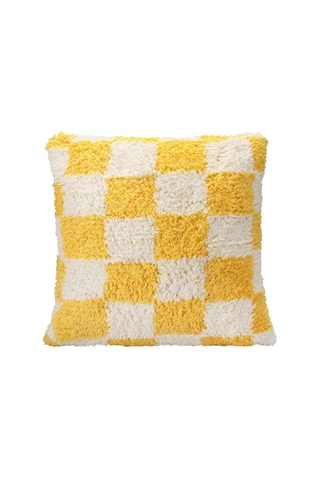 Pop Plaid Dokuma Yastık Sarı 45x45cm Açık Indigo