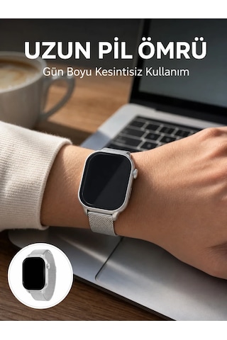 Amoled Ekranlı Bluetooth Aramalı 3 Kordonlu Akıllı Saat