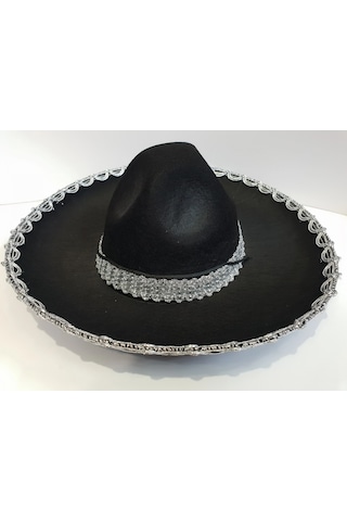 Eco Port Gümüş Renk Şeritli Meksika Mariachi Latin Şapkası 55 Cm Çocuk Çok Renkli
