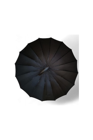 Baginn Erkek Şemsiye Siyah Renk Baston Protokol Şemsiye Plastik Saplı 105 Cm Çap 16 Telli Kapalı 95 Cm 001