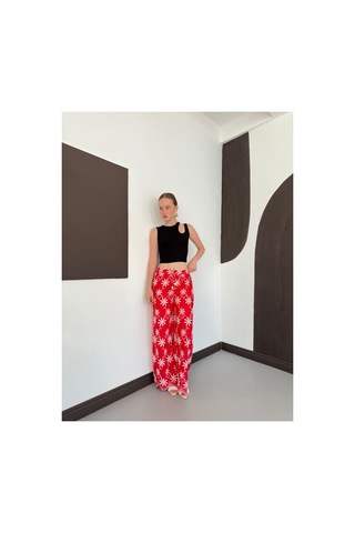 Verymoda D 2913 Nakışlı Pantolon D2913 Kırmızı