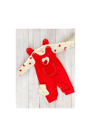 Nafitto Baby&junior Nafitto Kalpli Kız Bebek Tulum Kırmızı Kırmızı