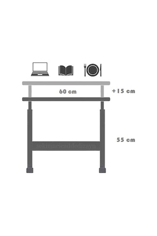 Servetavcı Laptop Sehpası Çalışma Masası Yemek Sehpası 60 x 35 Atlantik Çam